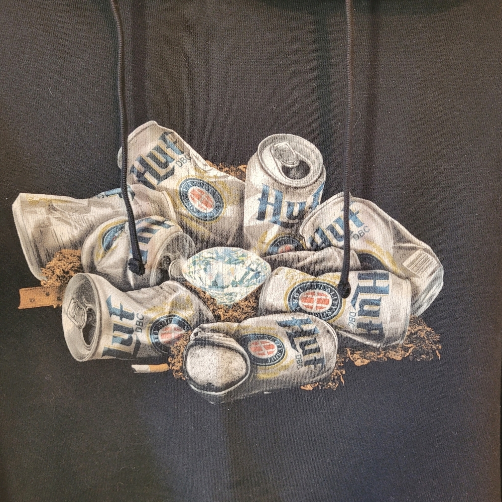 Huf x Diamond Supply black hoodie Beer Cans - Size S - Picture 4 of 7
